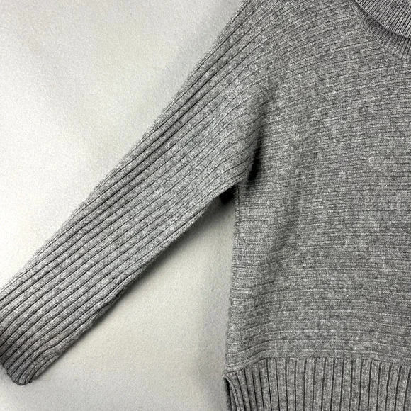 Anthropologie Moth Cowl Neck Sweater Women Large Gray Ribbed Soft Minimal Slouch - Picture 4 of 16